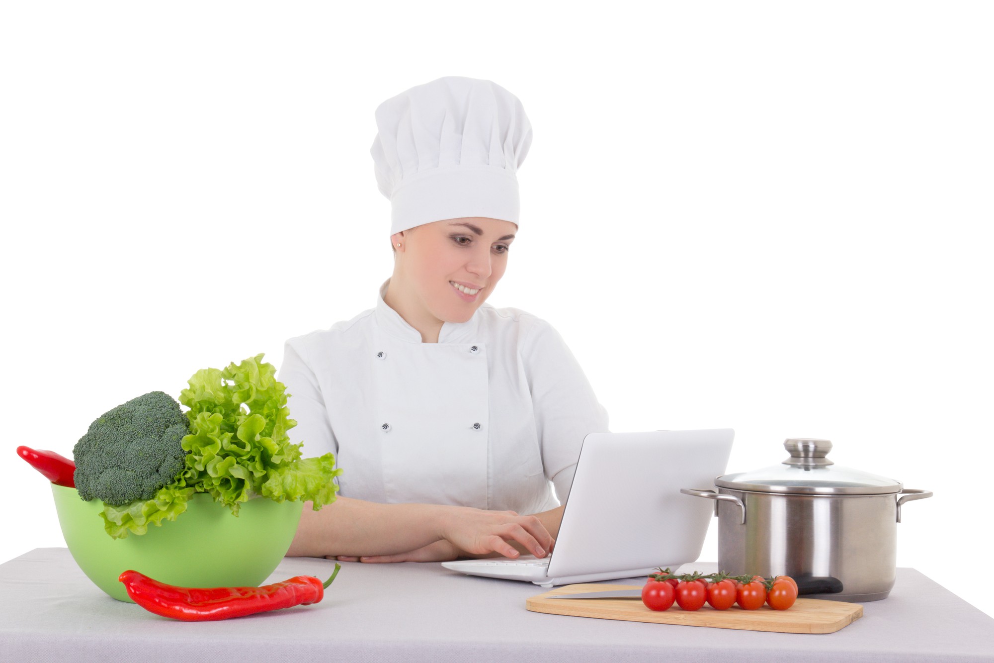Chef teaching a small class online
